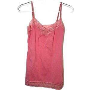 Urban Behavior Y2K Pink Lace Trim Cami Top Stretch Cotton Spaghetti Strap JR S